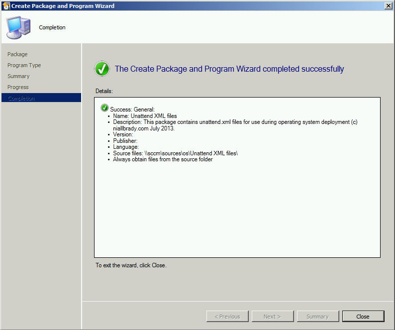 Create-Package-completed-successfully.pn