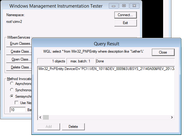 query result