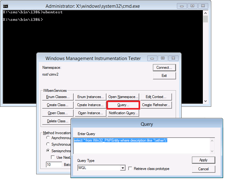 query wbemtest