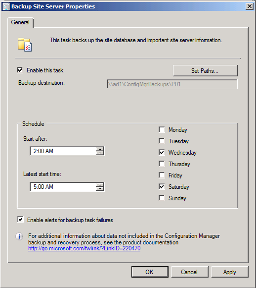 site backup schedule