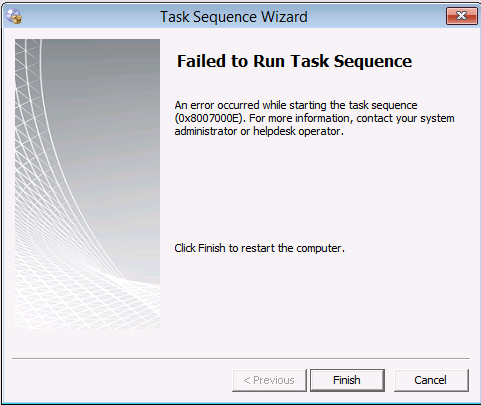 failed to run task sequence