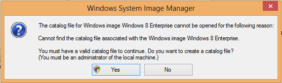 Answer yes to the catalog file creation prompt