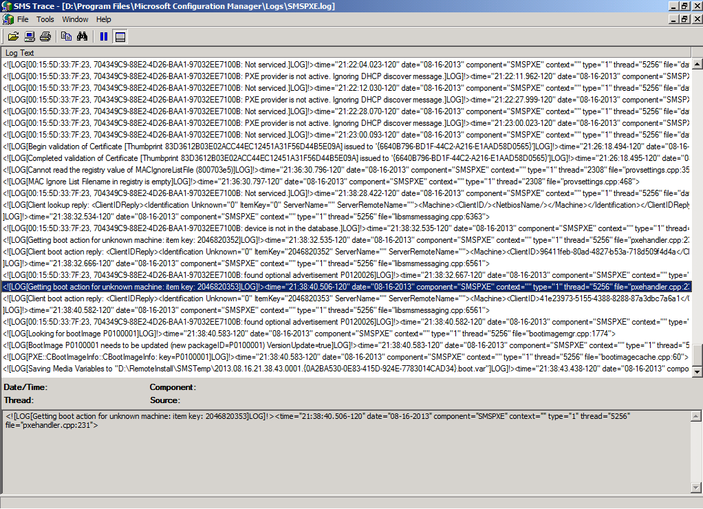 smspxe log working ok again