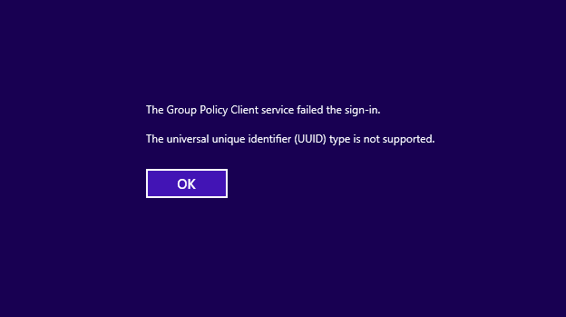 The Group Policy client service failed the sign in