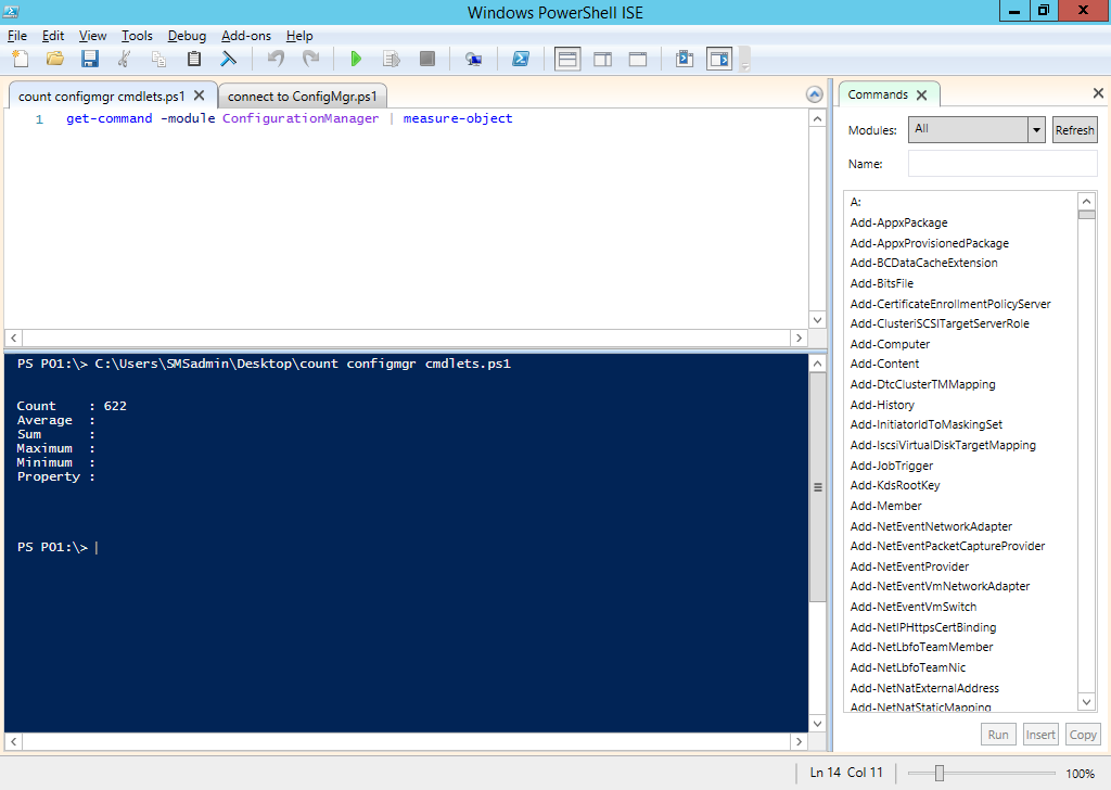 count configmgr cmdlets