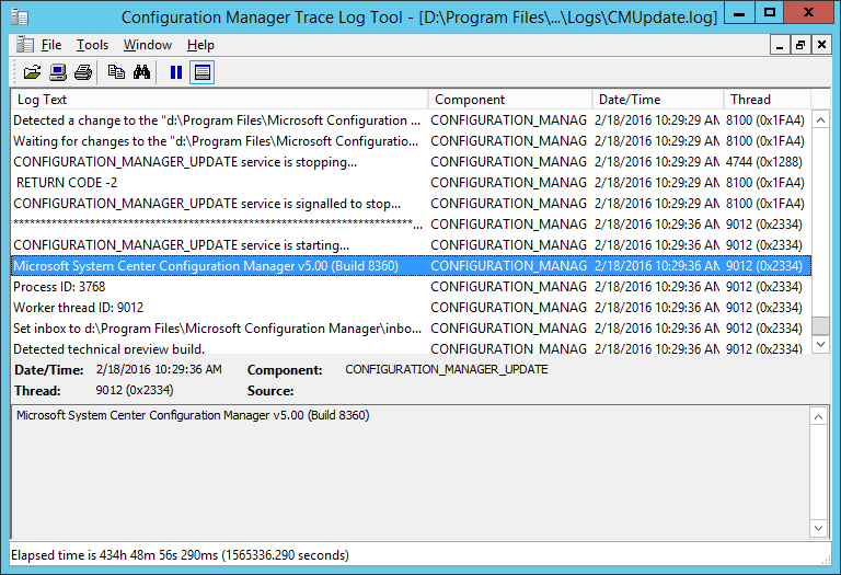 cmupdate log file