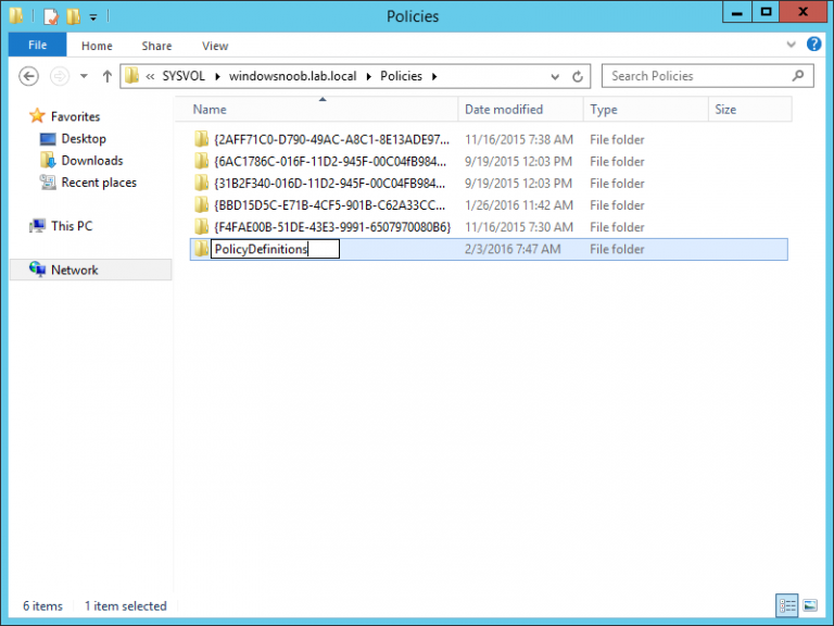 create policydefinitions folder just another windows noob