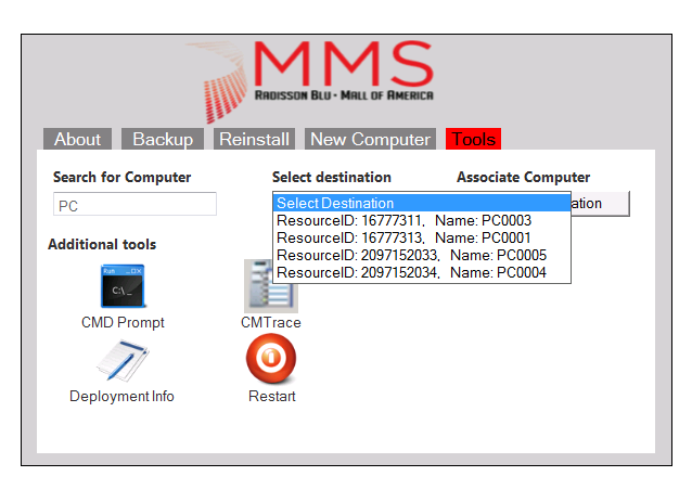 associate computer with destination for smp