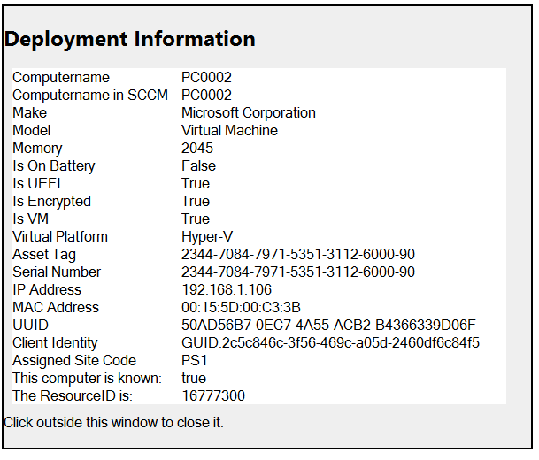 deployment info