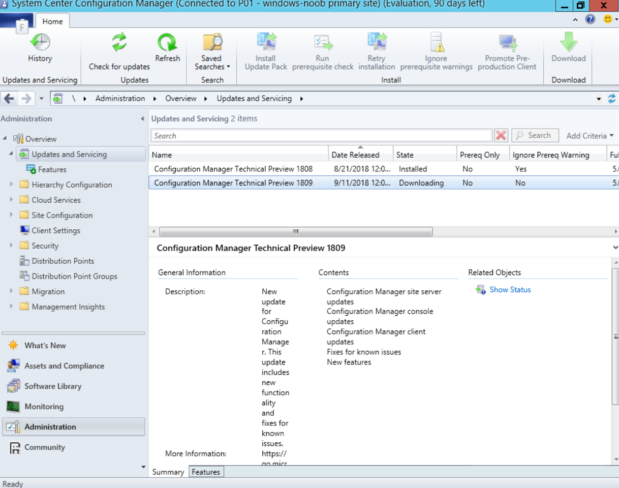 System Center Configuration Manager Technical Preview 1809 is out