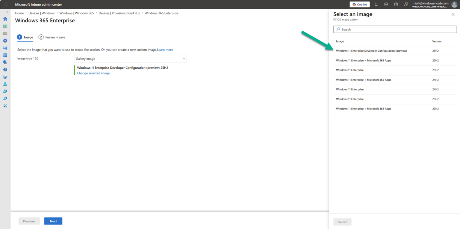 First looks at Windows 365’s gallery Image with Developer Configuration ...
